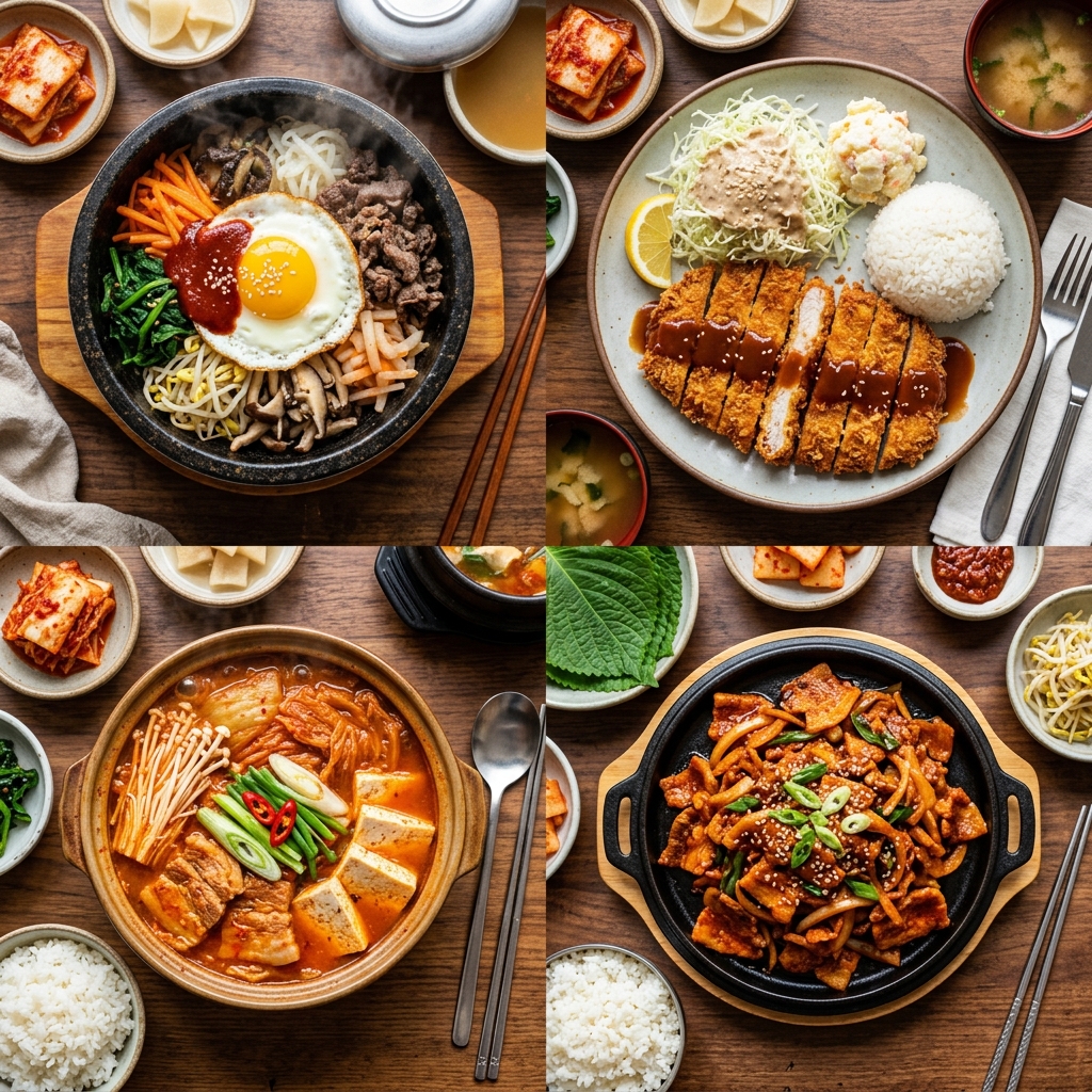 Korean Lunch Food Grid
